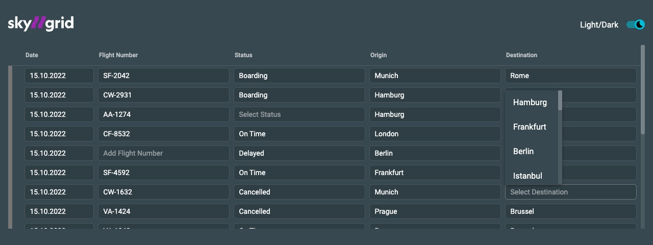 Skygrid with placeholder