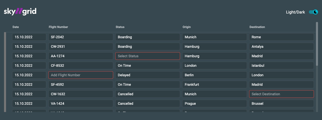Skygrid with placeholder
